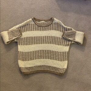 Vine & Love Striped Knit Sweater - Cream and Brown